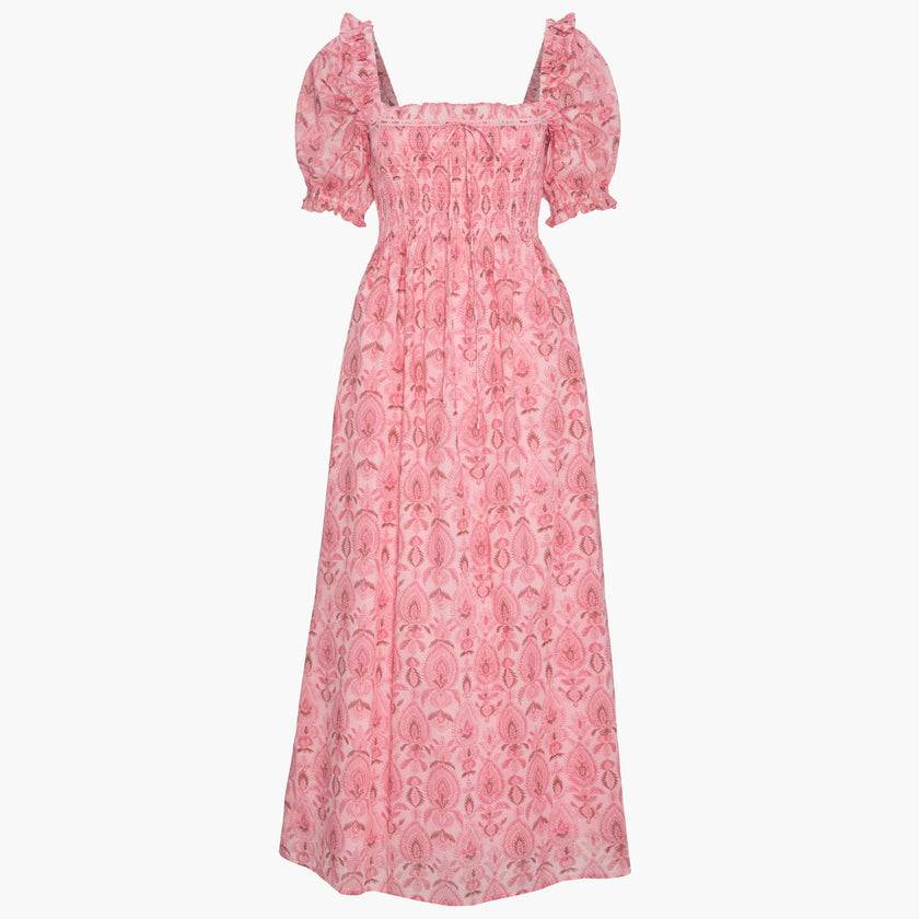 The Scarlett Nap Dress - Pink Palm Ikat