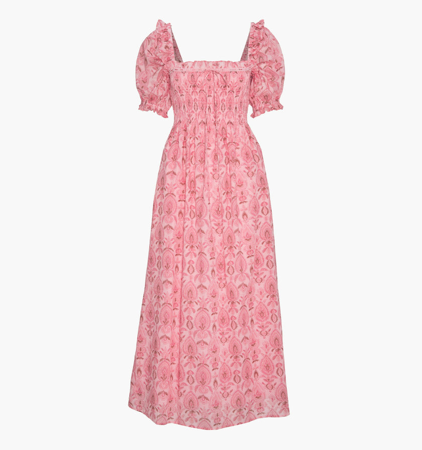 The Scarlett Nap Dress - Pink Palm Ikat