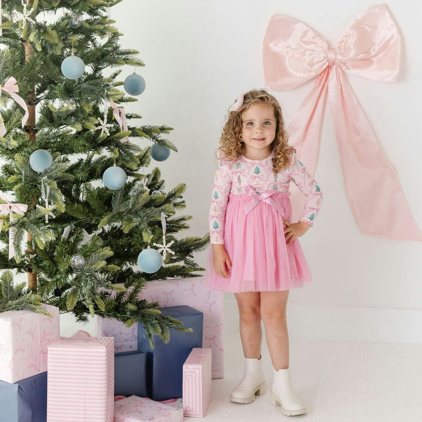 Nutcracker Trellis Christmas Long Sleeve Tutu Dress