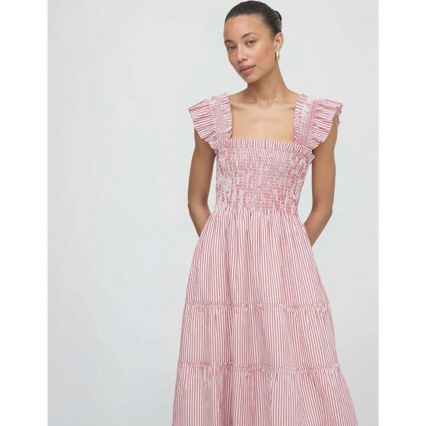 The Ellie Nap Dress - Red Ticking Stripe
