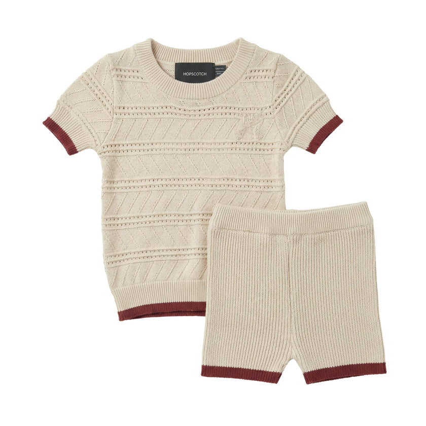 Textured Knit Shorts Set