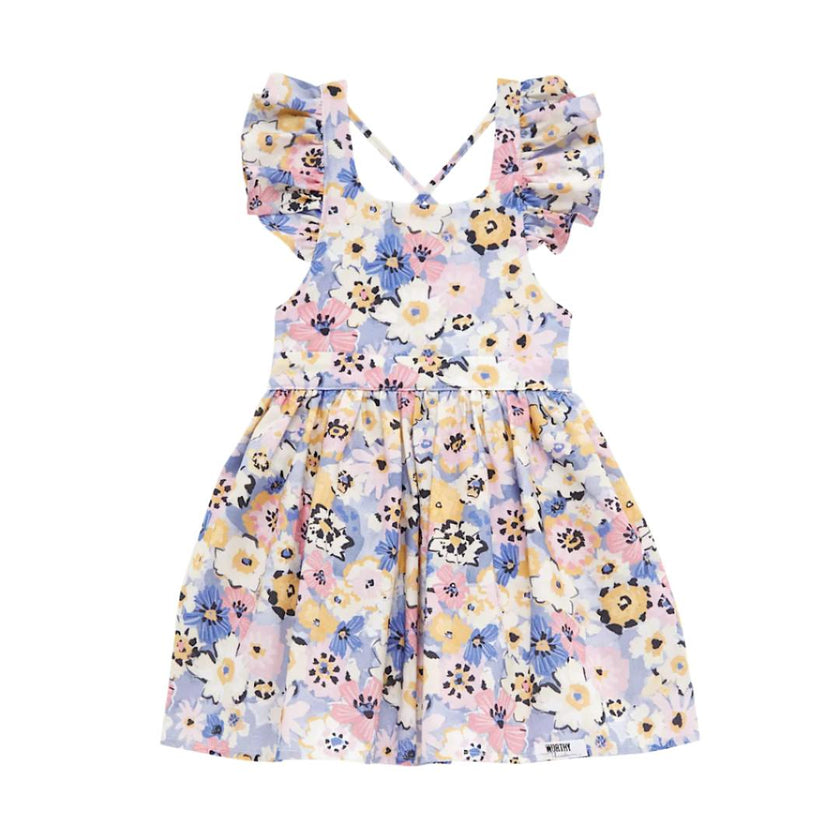 Ruffle Sleeve Dress in Purple Flowers