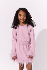 Pink Feather Sweat Suit
