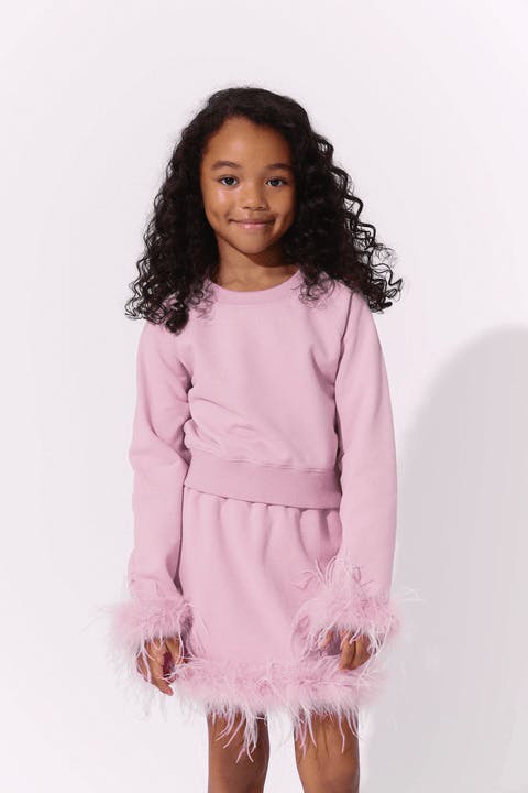 Pink Feather Sweat Suit