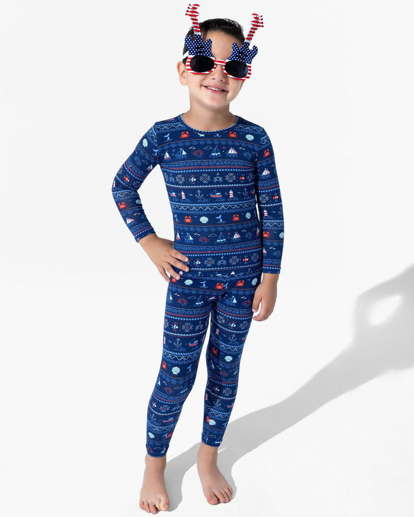 Sail Away Fair Isle Bamboo Kids Pajamas