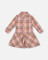 Shirt Plaid Dress with Frill