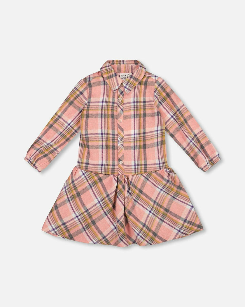 Shirt Plaid Dress with Frill