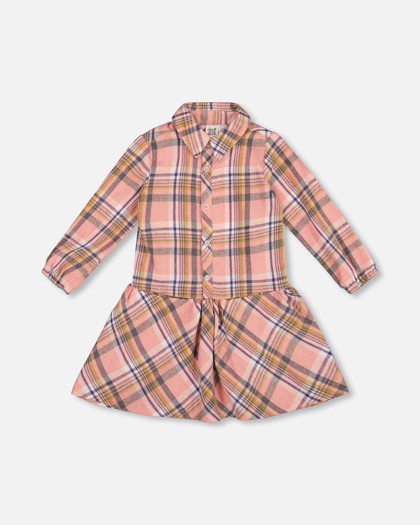 Shirt Plaid Dress with Frill