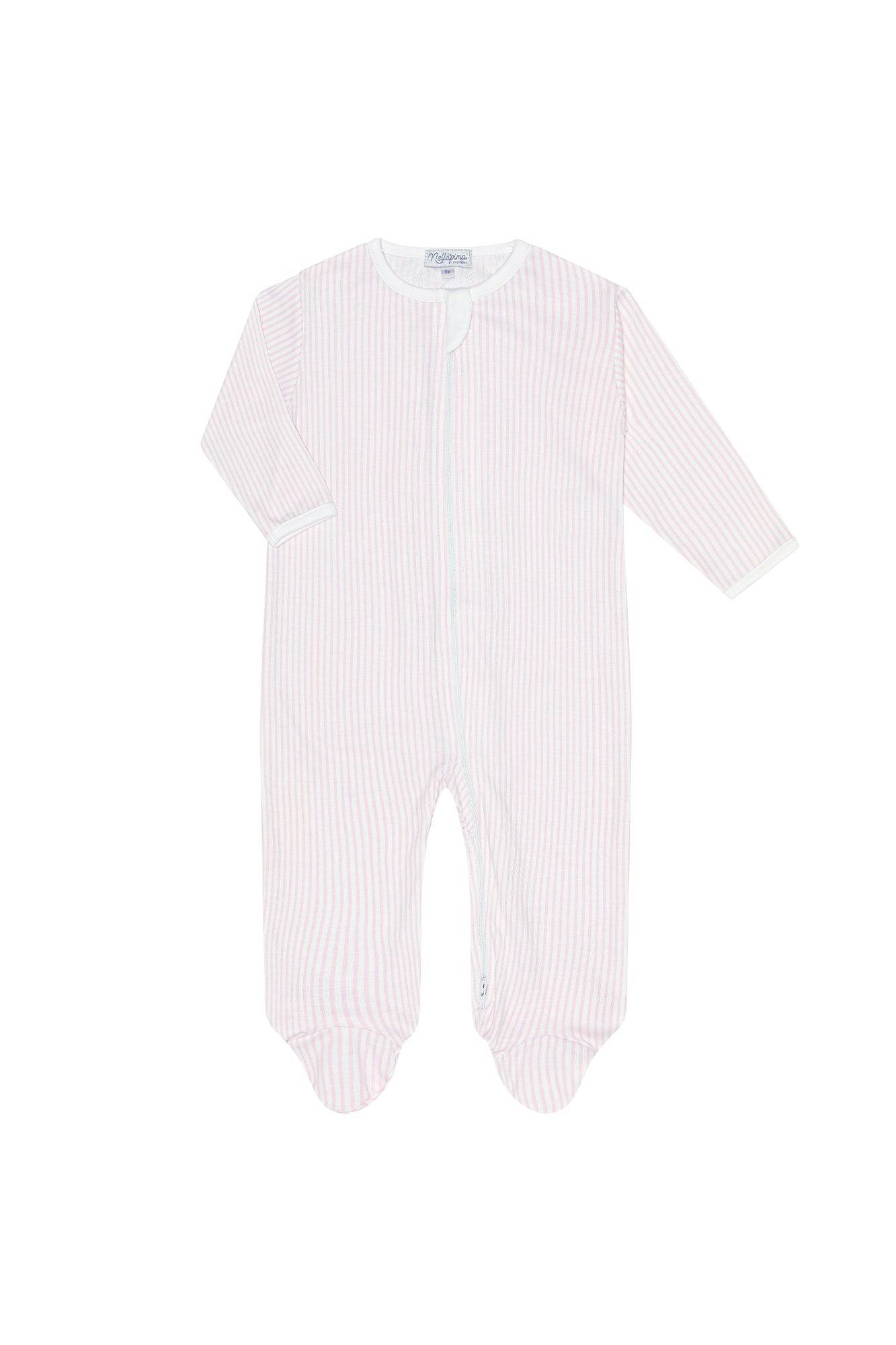Pink Classic Stripes Zipper Footie