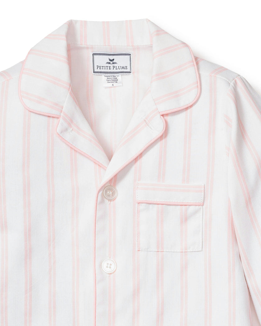 Kid's Twill Pajama Set in Pink Stripe
