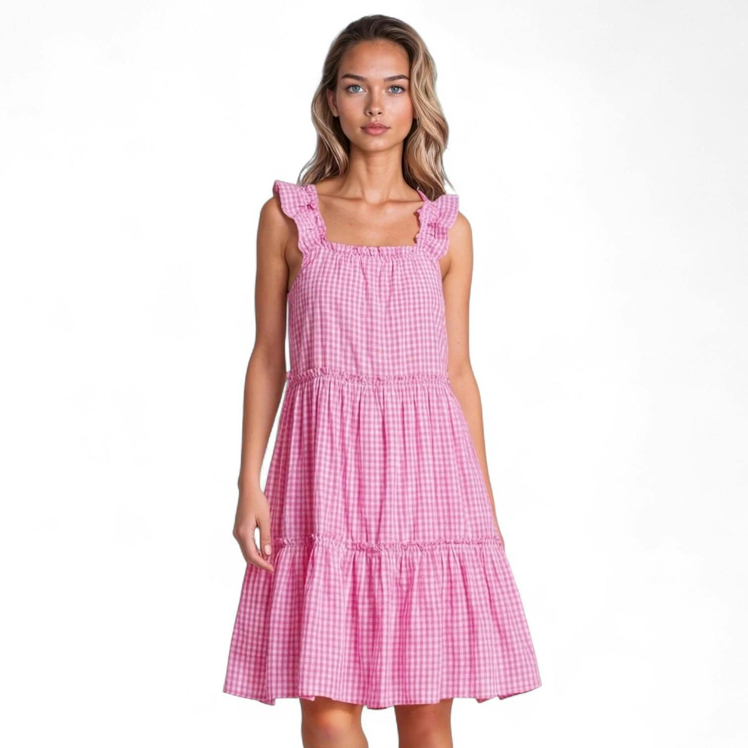 Women's Hepburn Gingham Pink Nightie