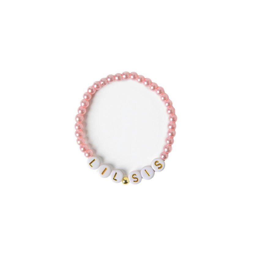 LIL SIS Pink Bead & White Letters Bracelet