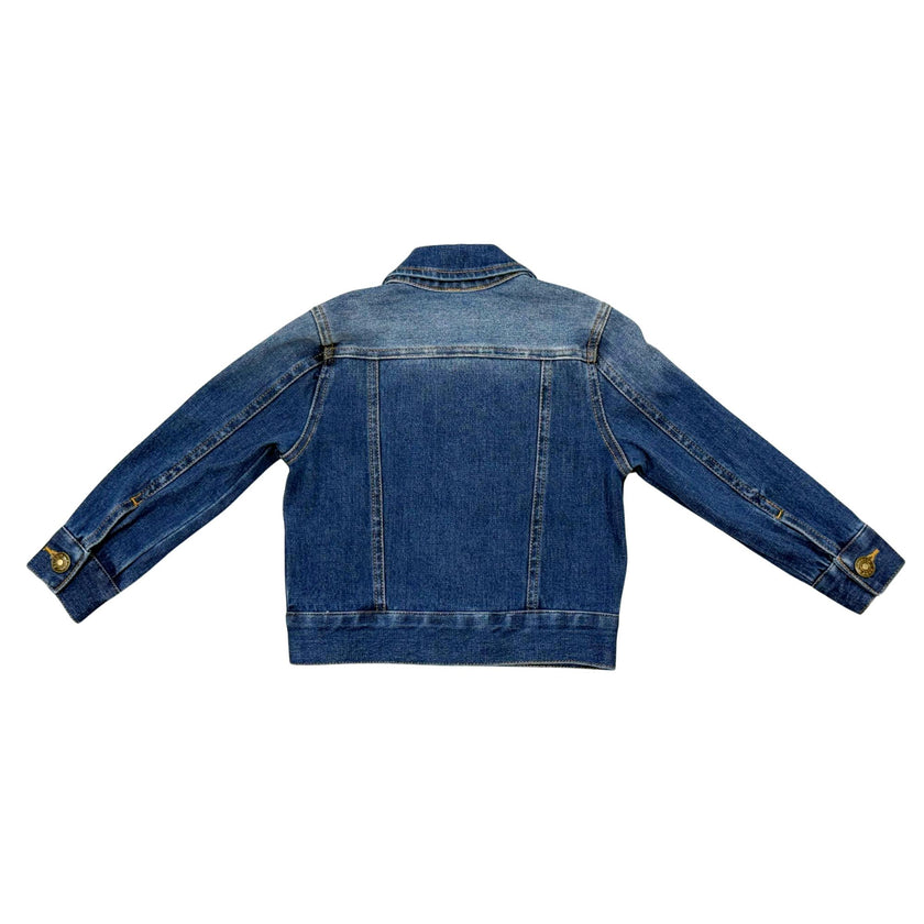 Girls Denim Jacket in Dark Blue Wash