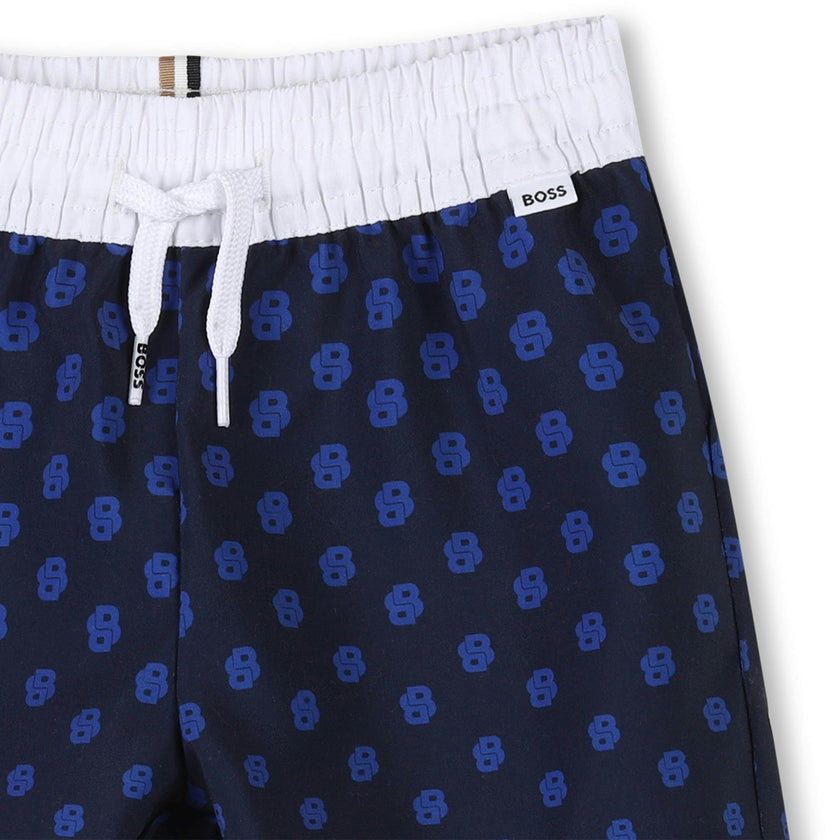 Navy Pattern Swim Shorts