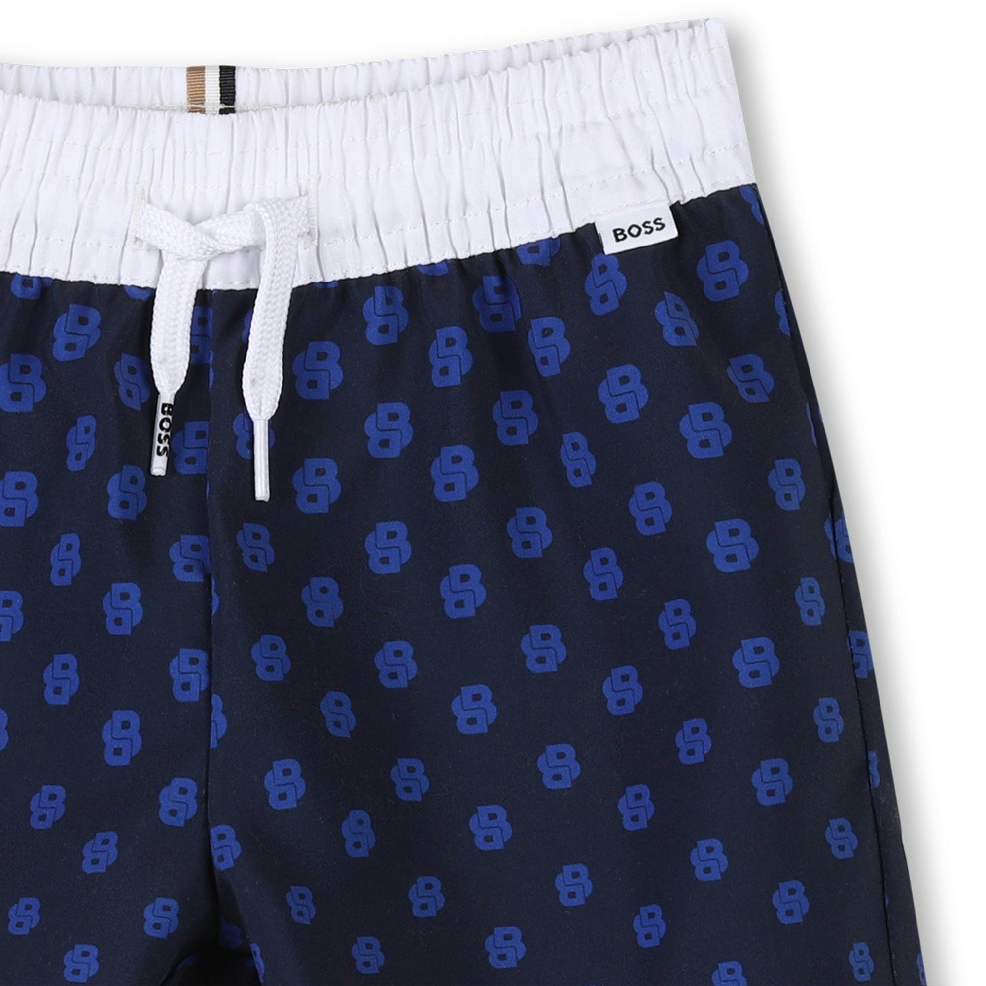 Navy Pattern Swim Shorts