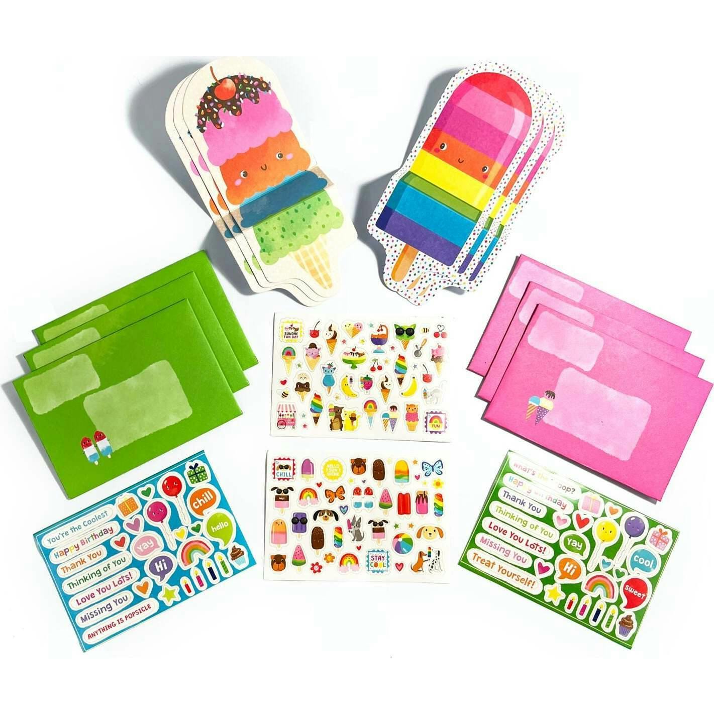 Tiny Tadas! Note Cards and Sticker Set - Sweet Treats - 6 Cards Envelopes