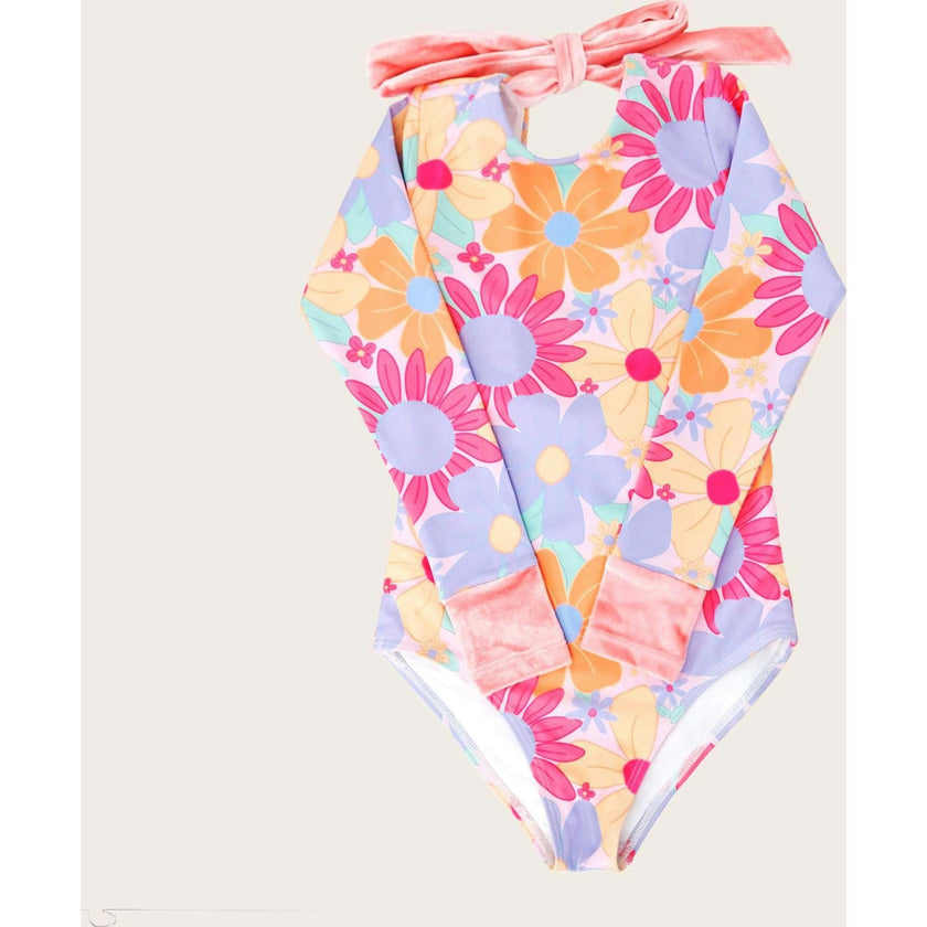 Playa Del Rey Floral One Piece Long Sleeve