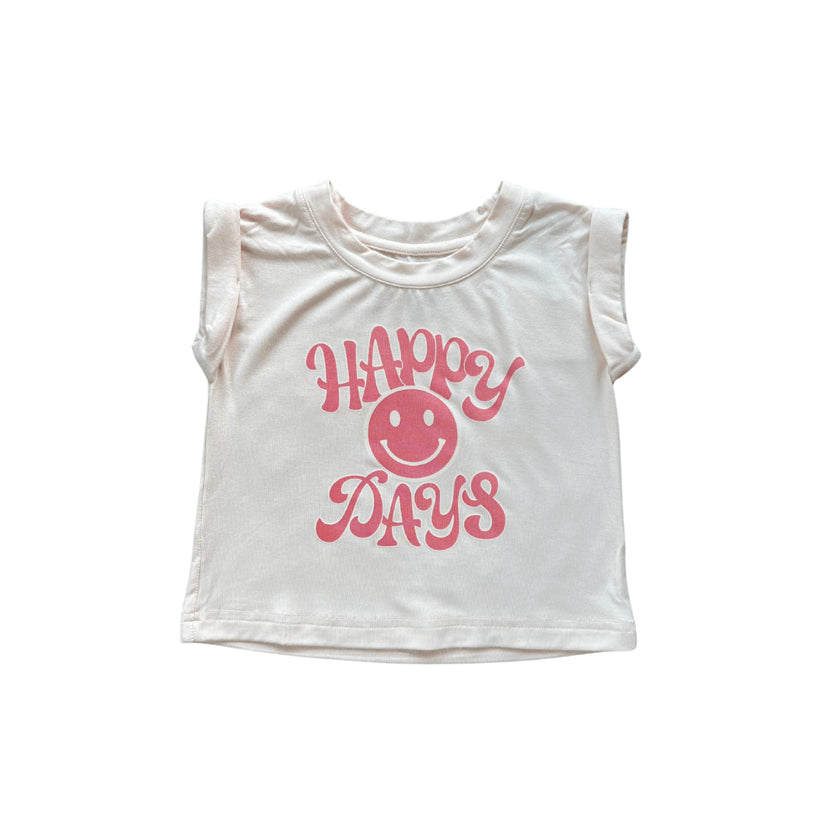 Roll Sleeve Top Happy Days