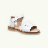 Classic Scallop Sandal | White Leather