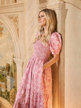 Nicky Hilton x La Coqueta Pink Toile de Jouy London Women Long Dress