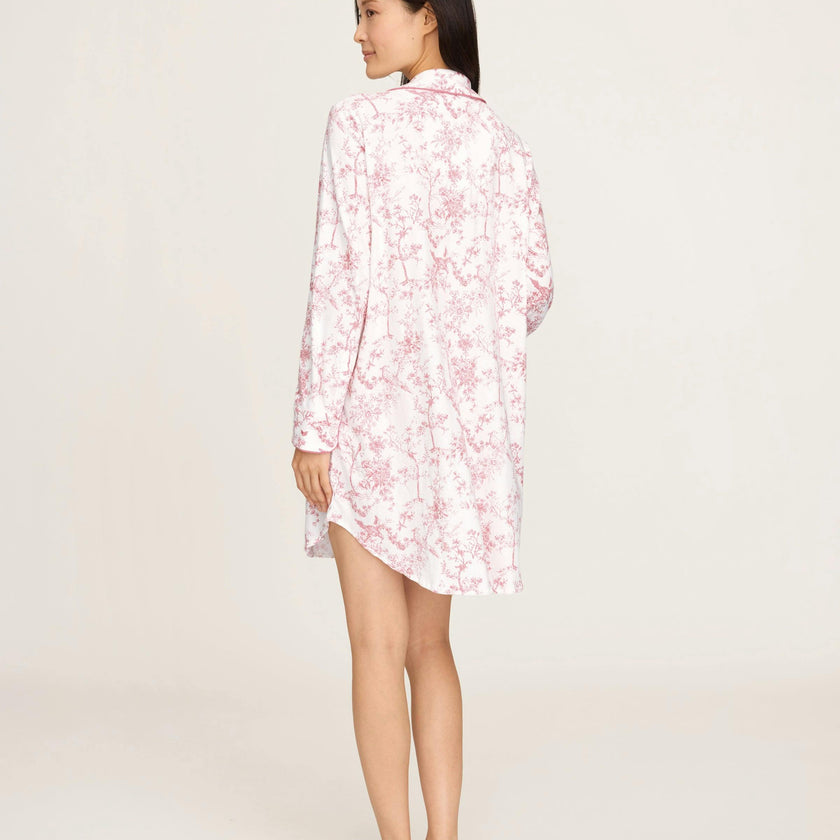 Women's Pima Maternity Nightshirt in Pink Timeless Toile