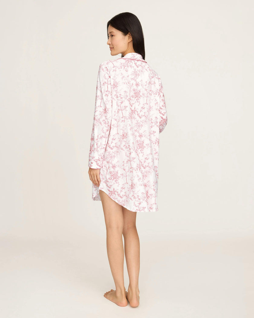 Women's Pima Maternity Nightshirt in Pink Timeless Toile
