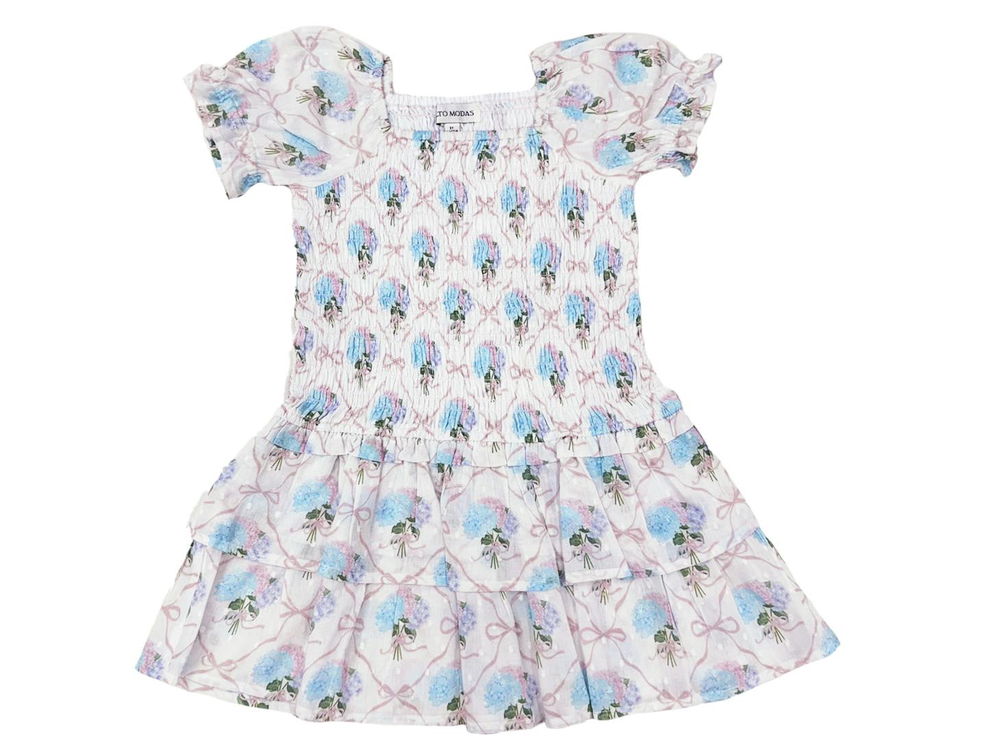 Hydrangeas with Bows Girls Mirrorball Dress