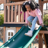 Acadia Manor Wooden Outdoor Swing Set / Playset With Zigzag Fireman'S Pole