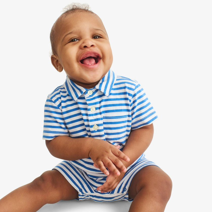 Clearance baby polo shortie in mini stripe