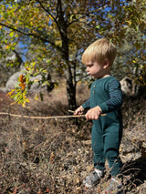 ESTILL Green/Navy Stripe Henley Romper