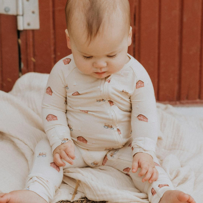 Modal Convertible Footy Pajamas in Farm