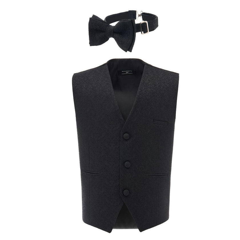 Black Print Vest & Bowtie