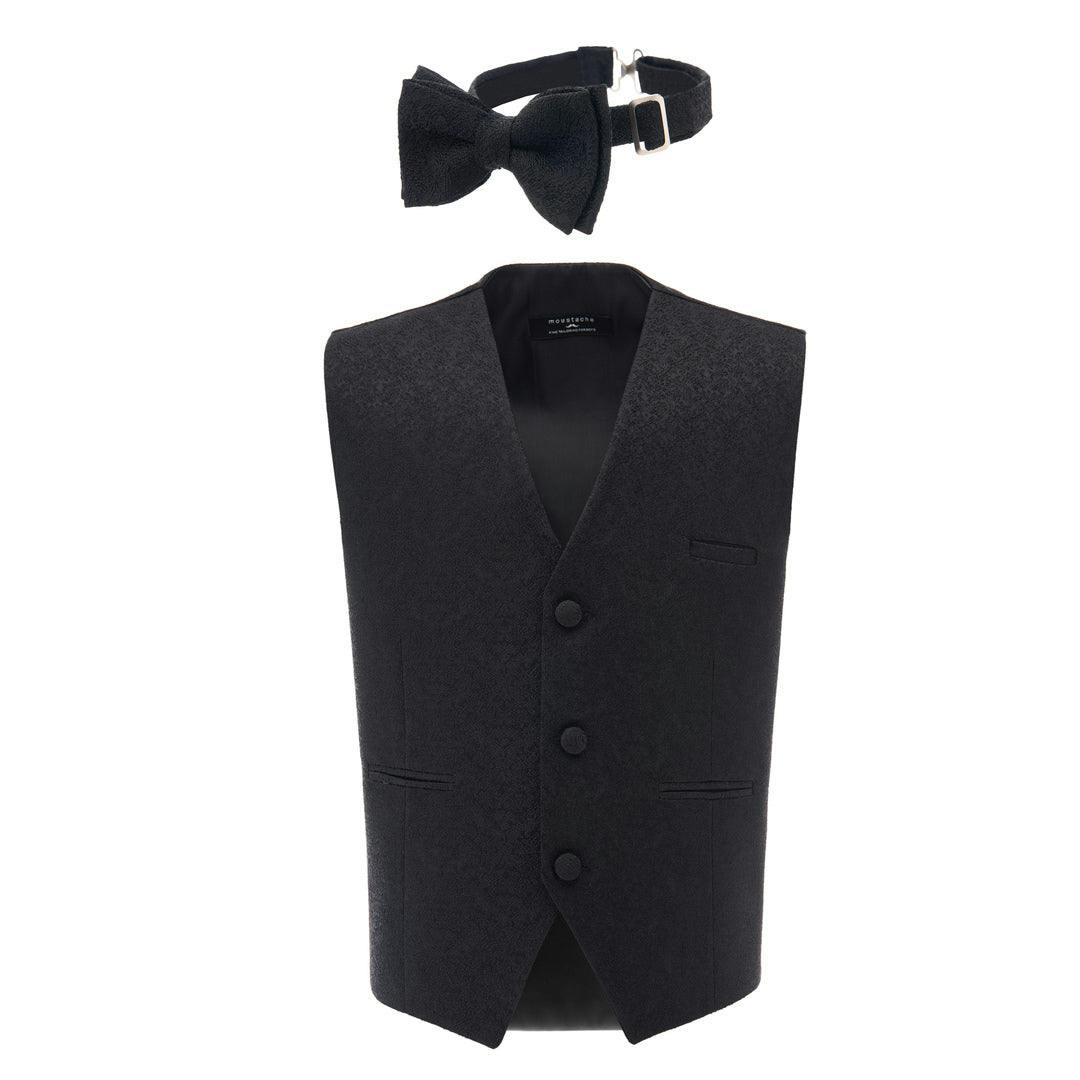 Black Print Vest & Bowtie