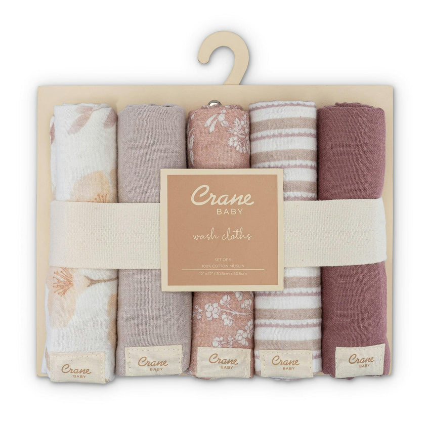 Violet Wildflower Cotton Washcloth (Set of 5)