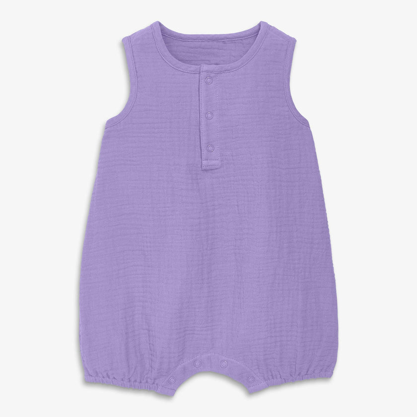 Clearance baby cotton gauze henley bubble shortie