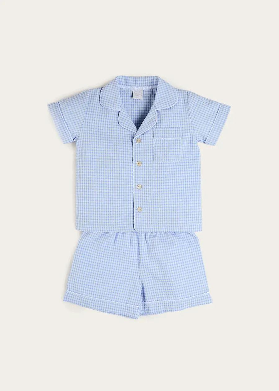 Beauchamp Gingham Short Pyjamas in Blue (18mths- 10yrs)