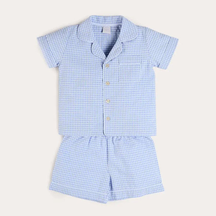 Beauchamp Gingham Short Pyjamas in Blue (18mths- 10yrs)