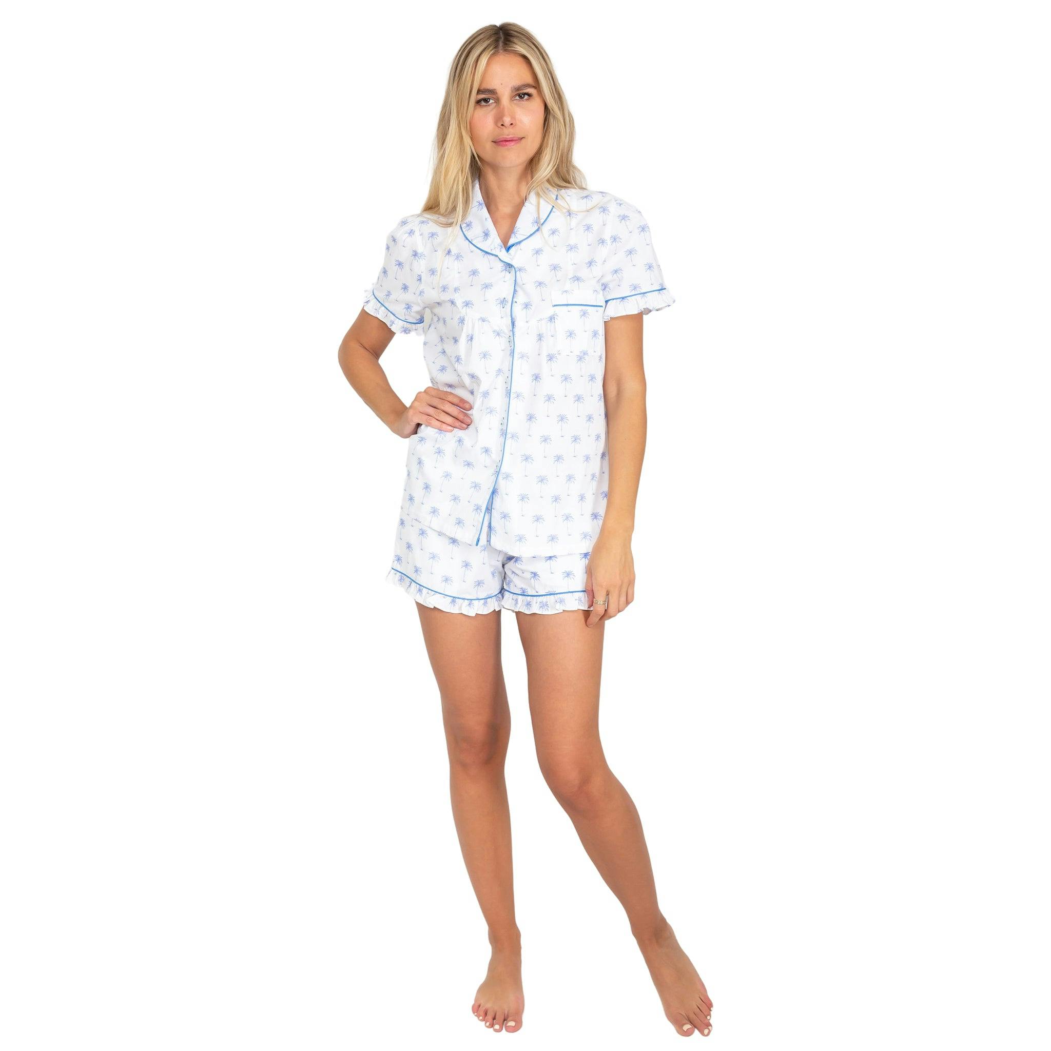 Women's Palm Tree Shirt & Boxer Short Set