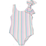 Stripes With Bow One-Piece Swimsuit, Multi