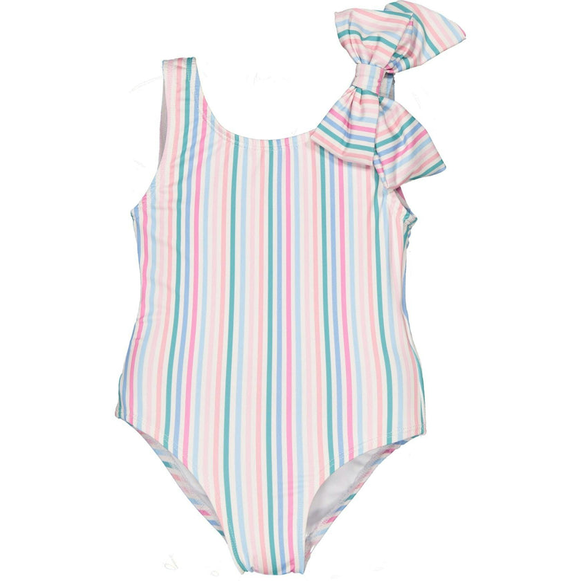 Stripes With Bow One-Piece Swimsuit, Multi