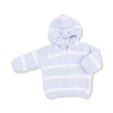 Chenille - Light Blue & Ivory Stripe Hooded Jacket