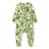 Island Leaf Cotton Stretch Ruffle Footed Romper