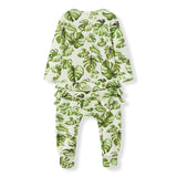 Island Leaf Cotton Stretch Ruffle Footed Romper