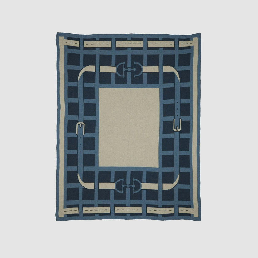 Cotton Sustainable Knit Throw Blanket - Equestrian Lattice