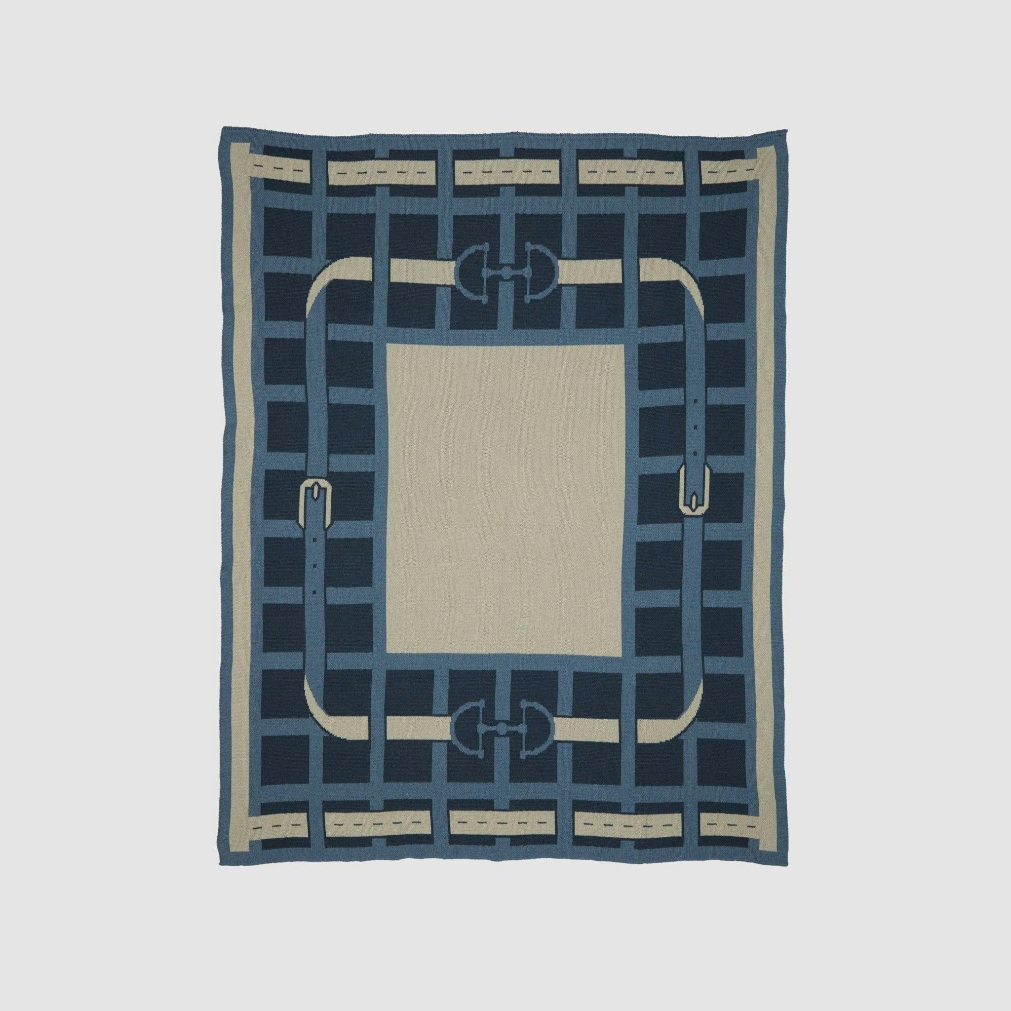 Cotton Sustainable Knit Throw Blanket - Equestrian Lattice