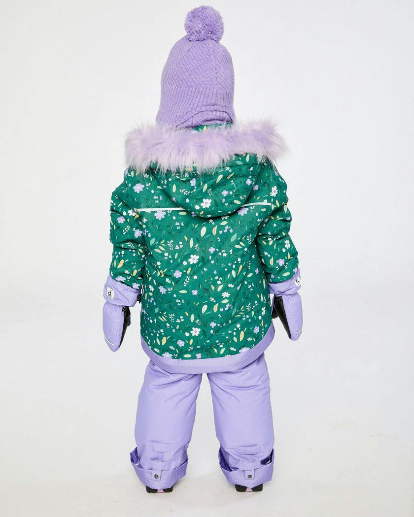 Two Piece Play Snowsuit Green Mini Flower Print