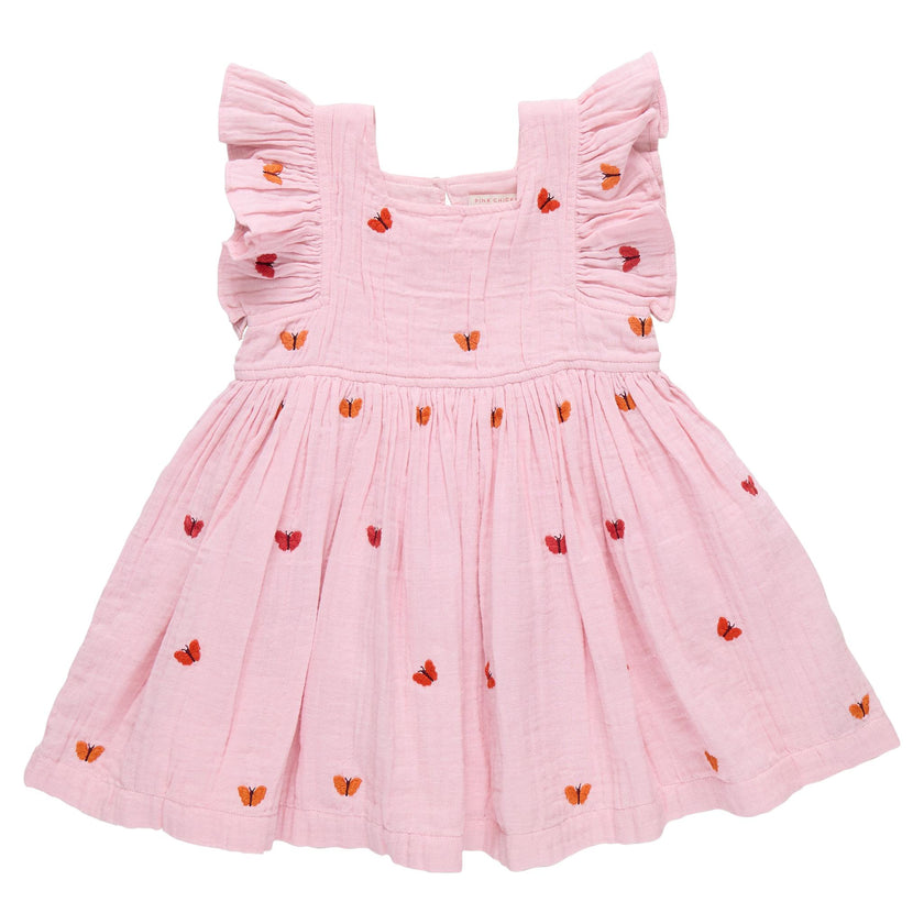 Girls Elsie Dress - Butterfly Embroidery