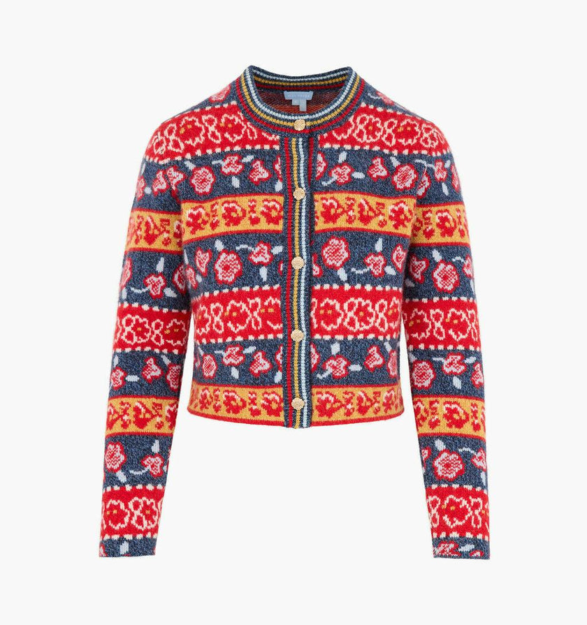 The Sonnet Cardigan - Lech Floral Stripe Red