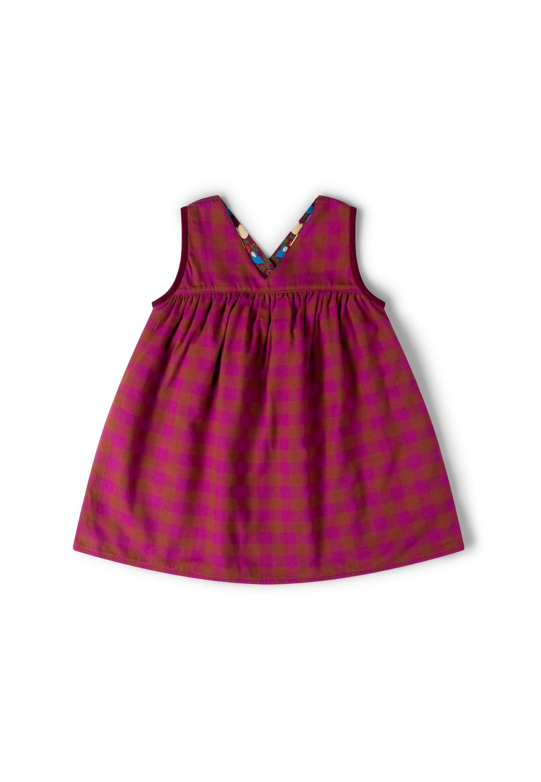Folk Birds Reversible Swing Dress, Purple