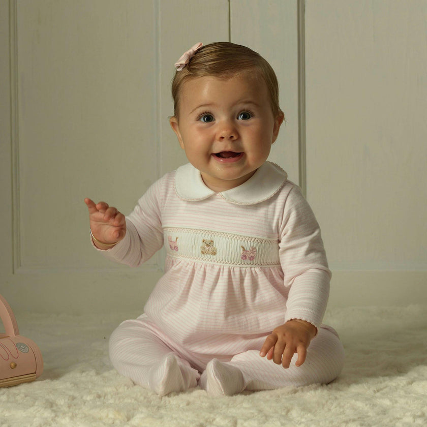 Pima Pink Pram Embroidered Footie